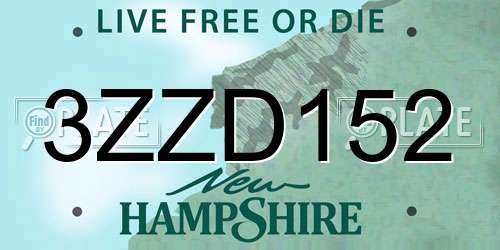 3ZZD152 New Hampshire License Plate