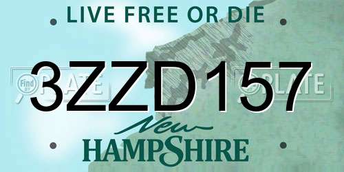 3ZZD157 New Hampshire License Plate