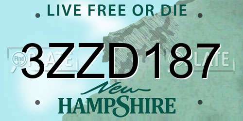 3ZZD187 New Hampshire License Plate