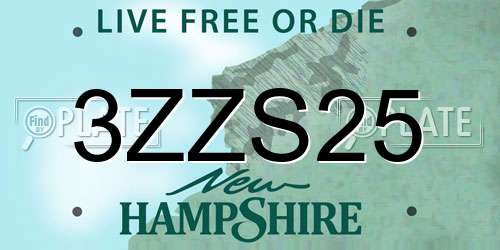 3ZZS25 New Hampshire License Plate