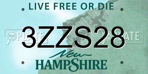 3ZZS28 New Hampshire License Plate