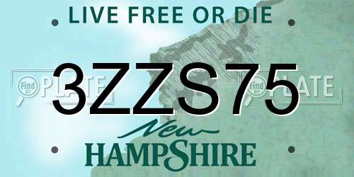 3ZZS75 New Hampshire License Plate