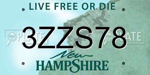 3ZZS78 New Hampshire License Plate