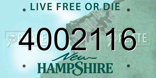 4002116 New Hampshire License Plate