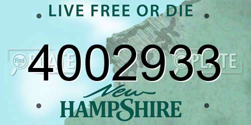 4002933 New Hampshire License Plate