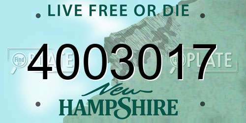 4003017 New Hampshire License Plate