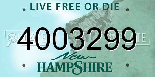 4003299 New Hampshire License Plate