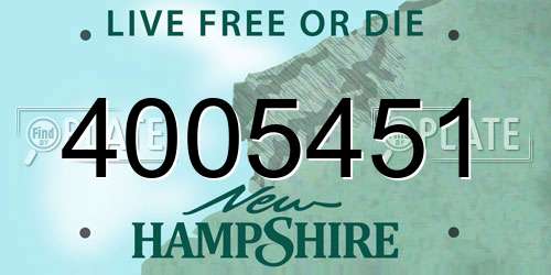 4005451 New Hampshire License Plate