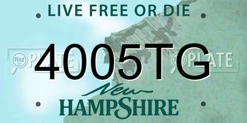 4005TG New Hampshire License Plate