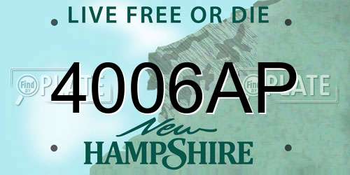 4006AP New Hampshire License Plate