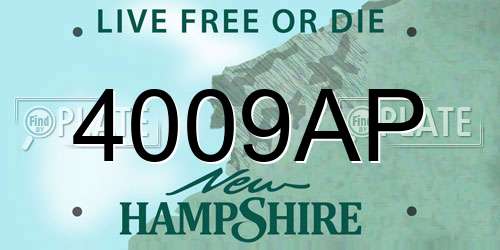 4009AP New Hampshire License Plate
