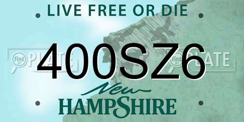 400SZ6 New Hampshire License Plate