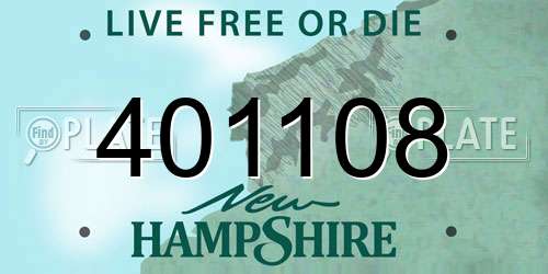 401108 New Hampshire License Plate