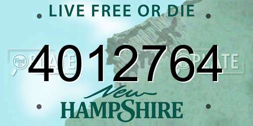 4012764 New Hampshire License Plate