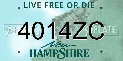 4014ZC New Hampshire License Plate