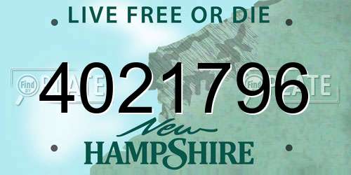 4021796 New Hampshire License Plate