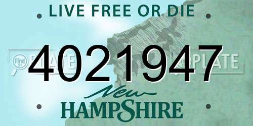 4021947 New Hampshire License Plate