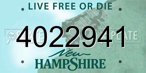 4022941 New Hampshire License Plate