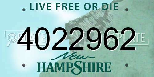 4022962 New Hampshire License Plate