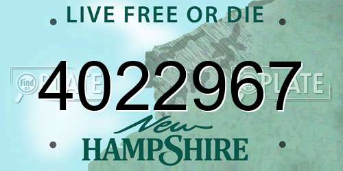 4022967 New Hampshire License Plate
