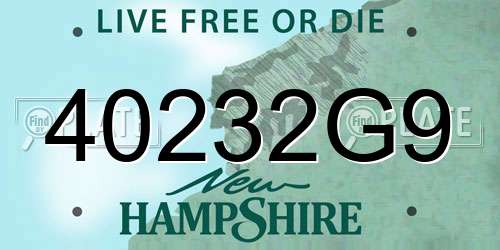 40232G9 New Hampshire License Plate