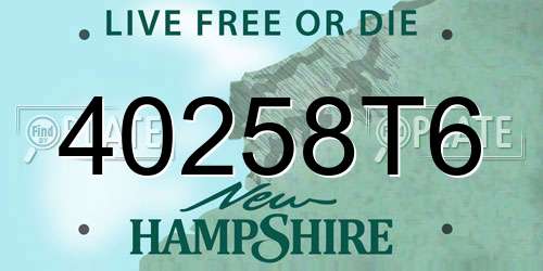 40258T6 New Hampshire License Plate