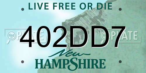 402DD7 New Hampshire License Plate
