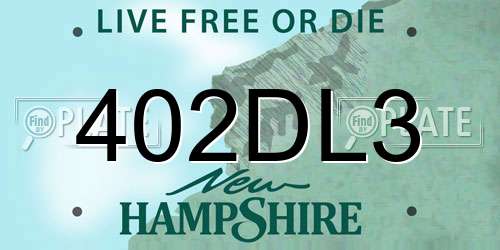 402DL3 New Hampshire License Plate
