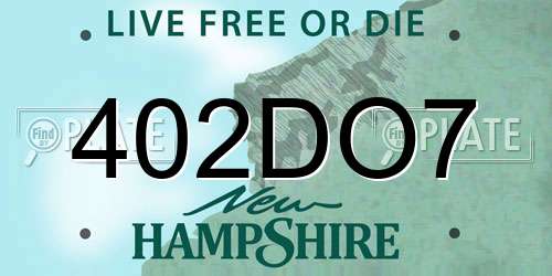 402DO7 New Hampshire License Plate