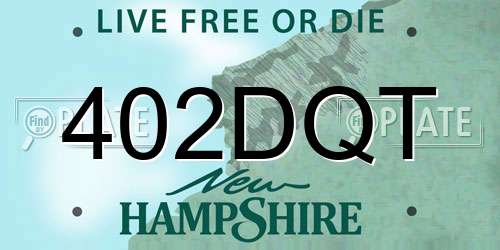 402DQT New Hampshire License Plate