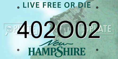 402O02 New Hampshire License Plate