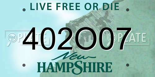 402O07 New Hampshire License Plate