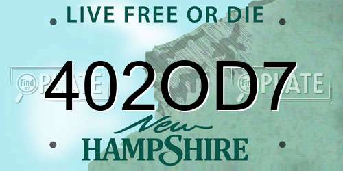 402OD7 New Hampshire License Plate
