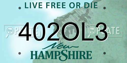 402OL3 New Hampshire License Plate