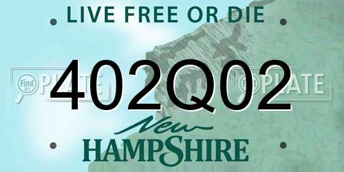 402Q02 New Hampshire License Plate