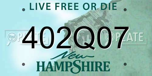402Q07 New Hampshire License Plate