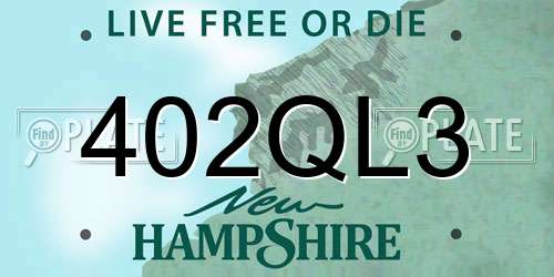 402QL3 New Hampshire License Plate