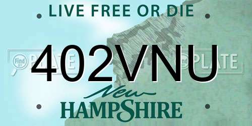 402VNU New Hampshire License Plate