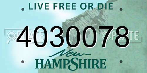 4030078 New Hampshire License Plate