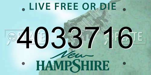 4033716 New Hampshire License Plate