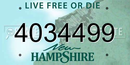 4034499 New Hampshire License Plate