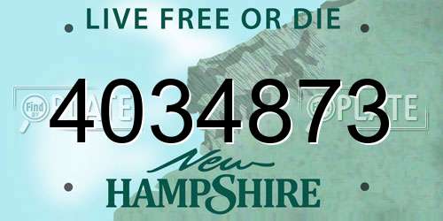 4034873 New Hampshire License Plate
