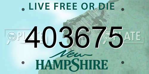 403675 New Hampshire License Plate