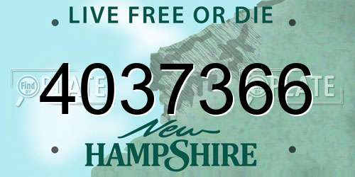 4037366 New Hampshire License Plate
