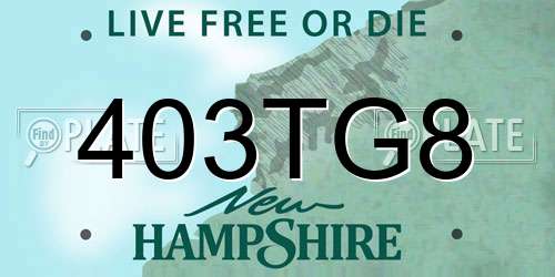 403TG8 New Hampshire License Plate