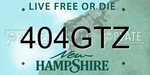 404GTZ New Hampshire License Plate