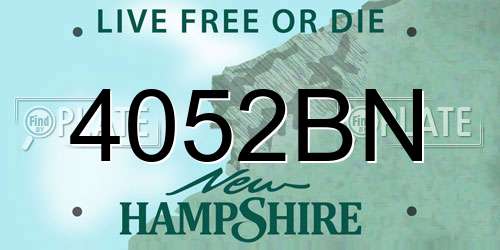 4052BN New Hampshire License Plate