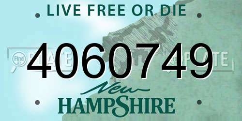 4060749 New Hampshire License Plate