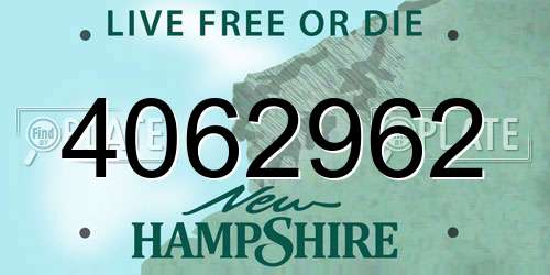 4062962 New Hampshire License Plate