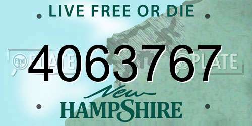 4063767 New Hampshire License Plate